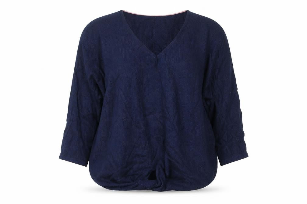 White Stuff Women’s Blue Cotton V-Neck Knit Pullover Jumper Size 12