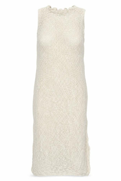 Marks & Spencer Women Beige Knit Linen Blend Sleeveless Shift Dress M