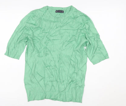 Marks and Spencer Women’s Green Ribbed Knit 3/4 Sleeve Top Size 16