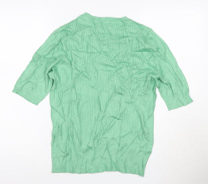 Marks and Spencer Women’s Green Ribbed Knit 3/4 Sleeve Top Size 16