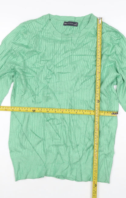 Marks and Spencer Women’s Green Ribbed Knit 3/4 Sleeve Top Size 16