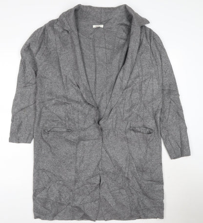 Kilty Paris Women’s Grey Wool Blend Collared Long Cardigan S