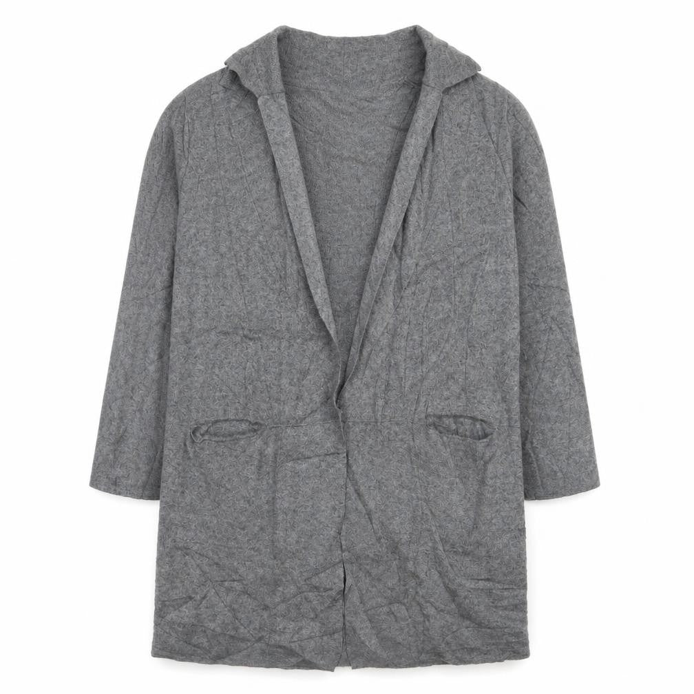 Kilty Paris Women’s Grey Wool Blend Collared Long Cardigan S