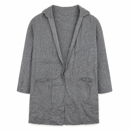 Kilty Paris Women’s Grey Wool Blend Collared Long Cardigan S