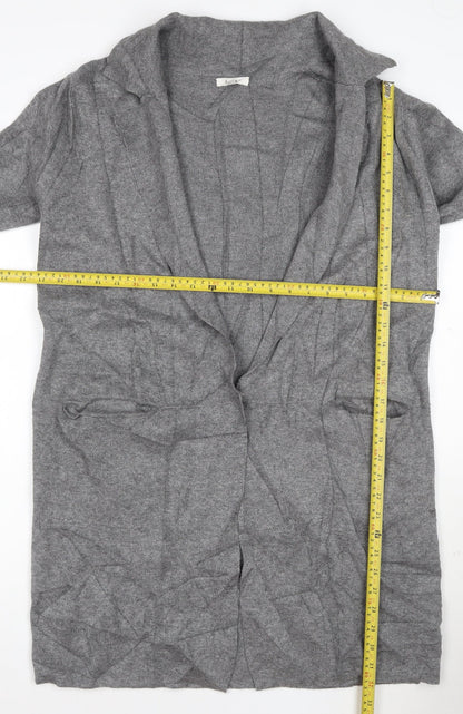 Kilty Paris Women’s Grey Wool Blend Collared Long Cardigan S