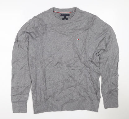 Tommy Hilfiger Men's Grey Cotton Cashmere Crew Neck Jumper Size S