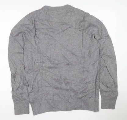 Tommy Hilfiger Men's Grey Cotton Cashmere Crew Neck Jumper Size S