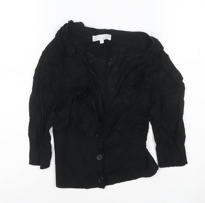 Red Herring Women's Black Ruffle V-Neck Cardigan Size S