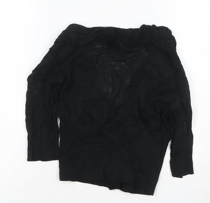 Red Herring Women's Black Ruffle V-Neck Cardigan Size S