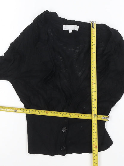 Red Herring Women's Black Ruffle V-Neck Cardigan Size S