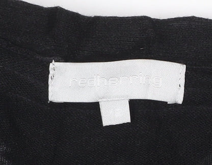 Red Herring Women's Black Ruffle V-Neck Cardigan Size S