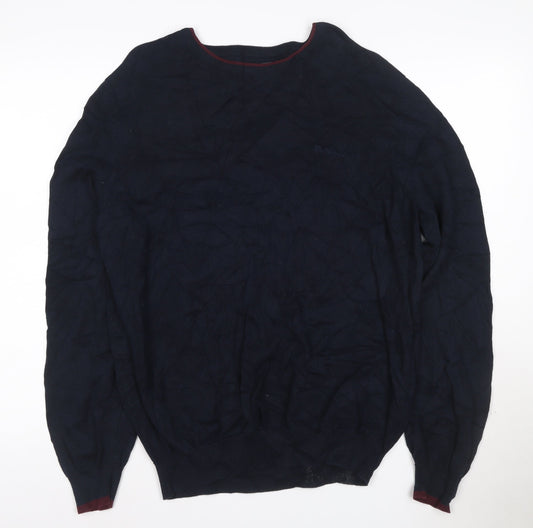 Ben Sherman Men's Blue Cotton Crew Neck Jumper Size L