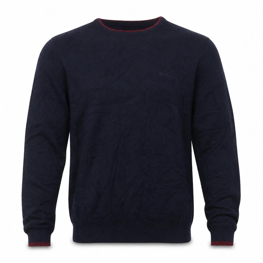 Ben Sherman Men's Blue Cotton Crew Neck Jumper Size L