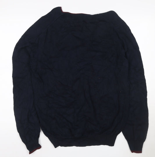 Ben Sherman Men's Blue Cotton Crew Neck Jumper Size L