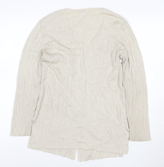 Berkertex Women Beige Knit Long Sleeve V-Neck Cardigan Size 12