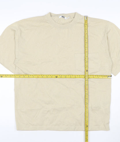 Uniqlo U Men Beige Short Sleeve Crew Neck Cotton T-Shirt M