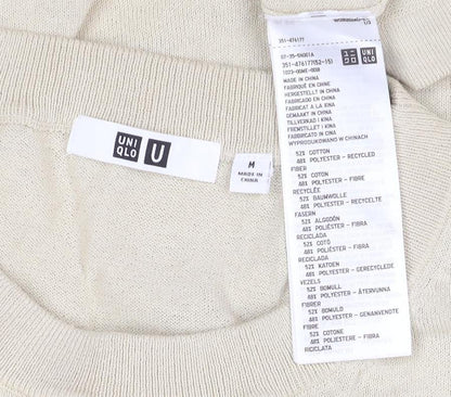 Uniqlo U Men Beige Short Sleeve Crew Neck Cotton T-Shirt M