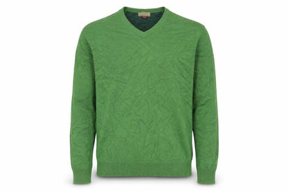 John Lewis Men Green Cotton Cashmere V-Neck Jumper Large