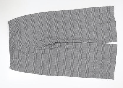 Marks and Spencer Women's Grey Check Wide-Leg Trousers Size 16