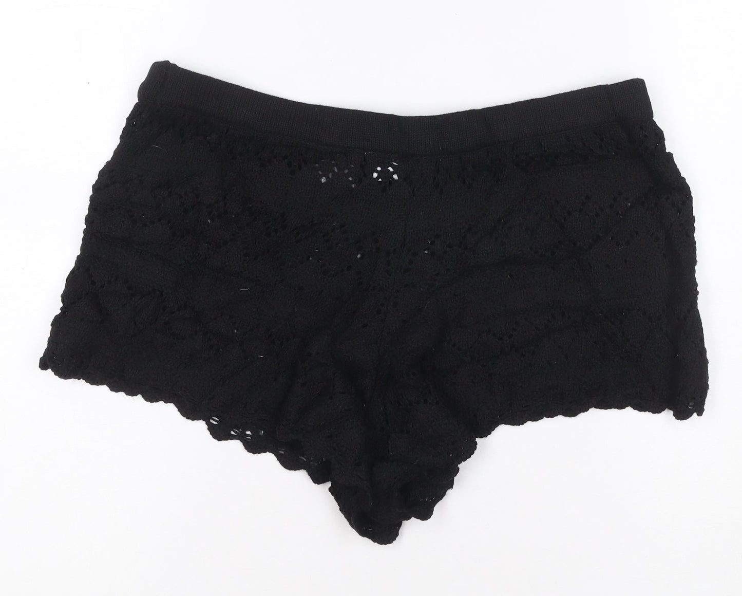 H&M Divided Women's Black Crochet Hot Pants Shorts Size M