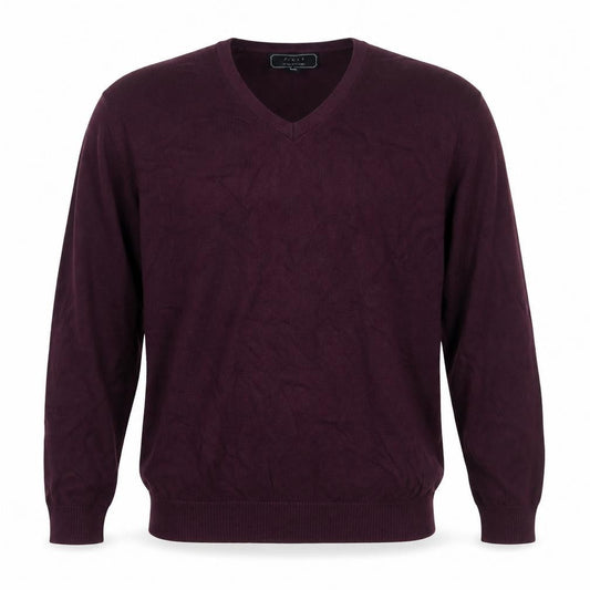 21 Men Purple V-Neck Cotton Blend Jumper Size L