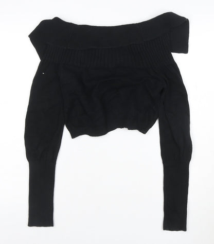Mexx Women’s Black Knit Cotton Cardigan Size S Boat Neck Lightweight