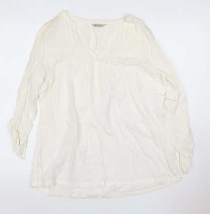Marks and Spencer Womens Ivory Cotton Tunic Blouse Size 16