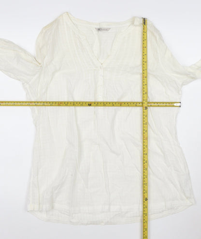 Marks and Spencer Womens Ivory Cotton Tunic Blouse Size 16