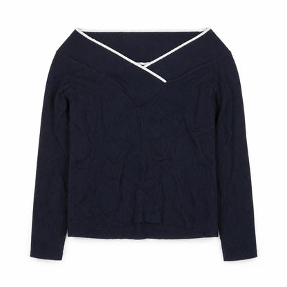 Marks and Spencer Women’s Navy Blue Size 22 Boat Neck Long Sleeve Jumper