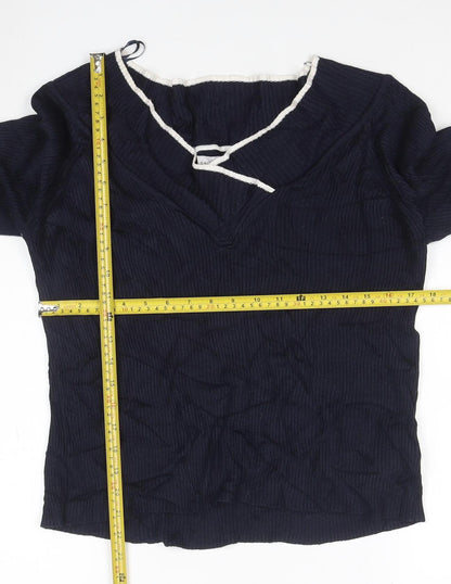 Marks and Spencer Women’s Navy Blue Size 22 Boat Neck Long Sleeve Jumper