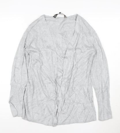 Principles Women’s Grey Knit Open Cardigan Size 12 V-Neck Lightweight