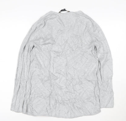 Principles Women’s Grey Knit Open Cardigan Size 12 V-Neck Lightweight