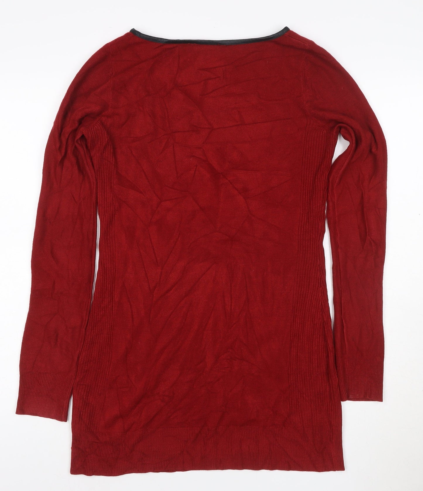 Dorothy Perkins Women Red Size 12 Long Sleeve Knitted Mini Dress