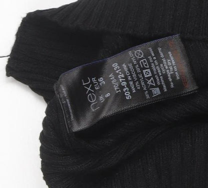 Next Womens Black Bodycon Ribbed Roll Neck Knit Dress Size 8