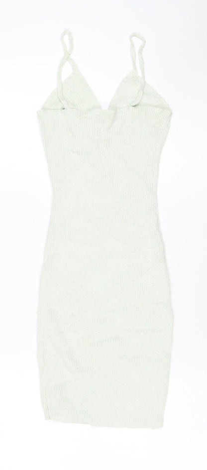 Re_Styled Women Green Bodycon Knit Mini Dress Size 8