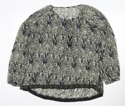BHS Women’s Green Geometric Tunic Blouse Size 20 Long Sleeve