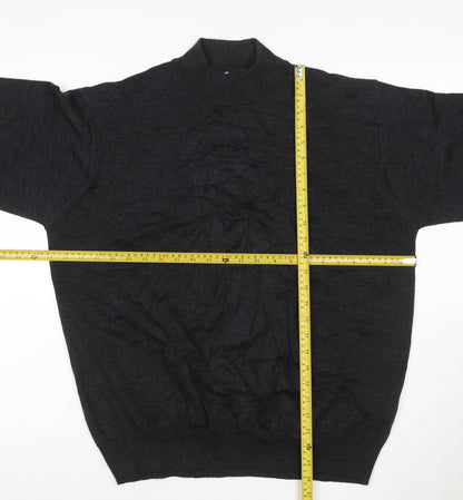 Point Men's Black Merino Wool Blend Mock Neck Jumper L