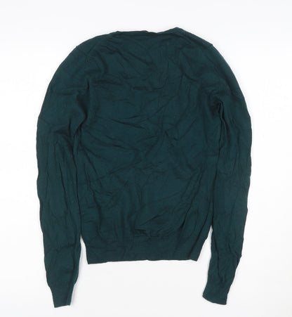 Uniqlo Womens Green XS V-Neck Merino Wool Jumper