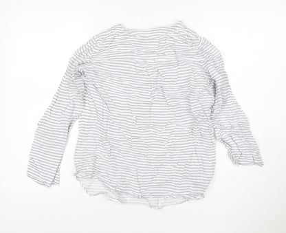 FatFace Women White Striped Henley Cotton Jumper Size 12