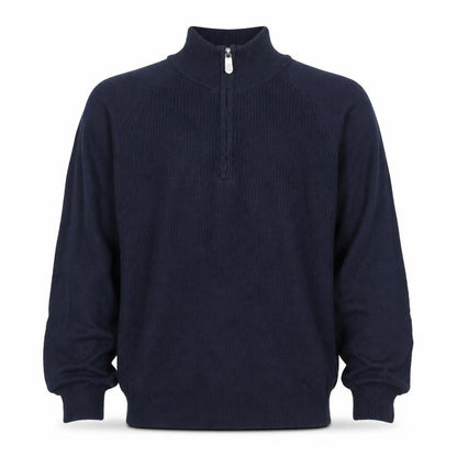 Cotton Traders Men’s Navy Blue L 1/2 Zip High Neck Cotton Jumper