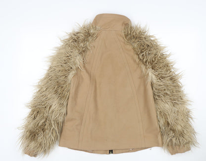 ZARA BASIC Women’s Beige Wool Faux Fur Bomber Jacket XS