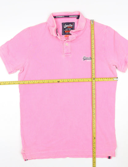 Superdry Men's Pink Polo Shirt Large Cotton Classic Style