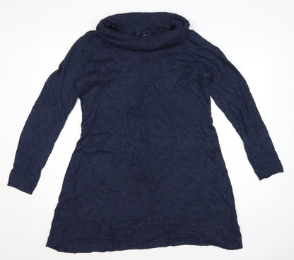 White Stuff Women’s Blue Long Sleeve Jumper Dress Size 16 Knit Cowl Neck