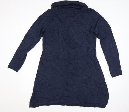 White Stuff Women’s Blue Long Sleeve Jumper Dress Size 16 Knit Cowl Neck