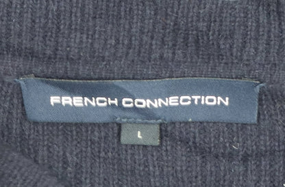 French Connection Women's Black L Collared Belted Knit Cardigan