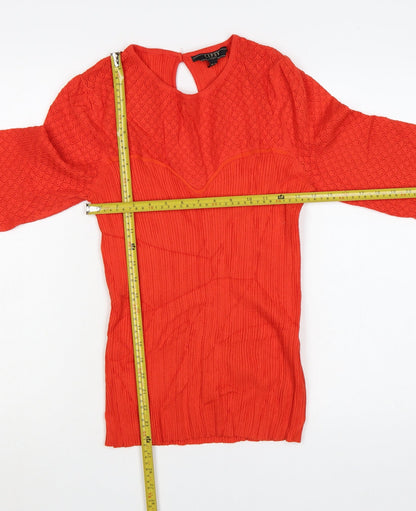 Lipsy Women Red Knit Long Sleeve Pullover Jumper Size 14