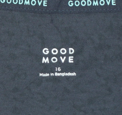 Marks and Spencer Goodmove Women's Black Size 16 Long Sleeve Active T-Shirt