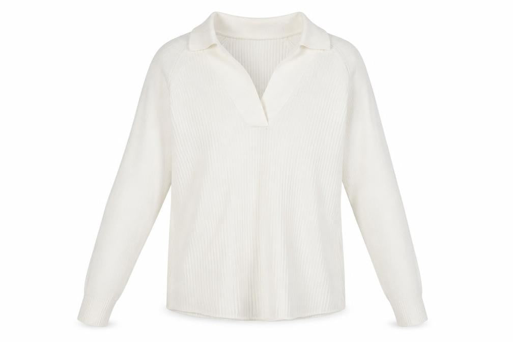 Next Women’s Ivory Collared Knit Pullover Jumper Size 14
