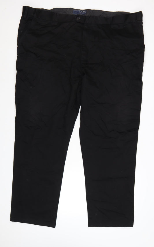 Ed Baxter Men’s Black Cotton Chino Trousers Size 50R Regular Fit
