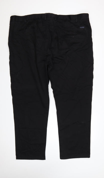 Ed Baxter Men’s Black Cotton Chino Trousers Size 50R Regular Fit